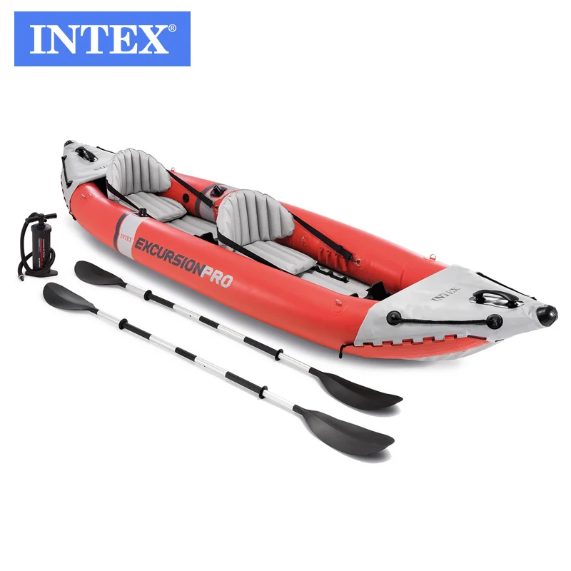 

INTEX 68309 EXCURSION PRO 2 Inflatable Rowing Boat Set For Fishing, Red