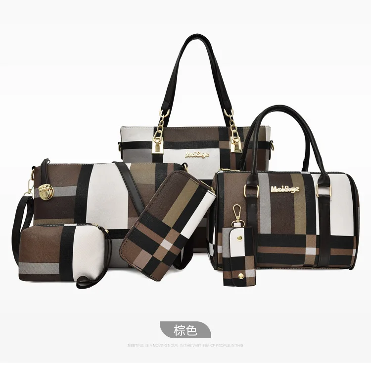 

handbag and purse sets girl purse set handbag fashion grid handbag set, Black,white,red,golden,pink,green