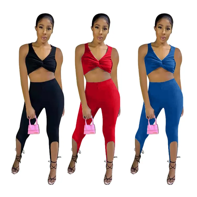 

New Solid Color Two-Piece Irregular Rompers Jogging Suits Leggings Women Suit