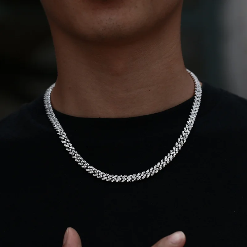 

2020 New Design 6MM Hip Hop Jewelry Iced Out Micro Cuban Link Chain White Gold Plated Miami Cuban Link Necklace