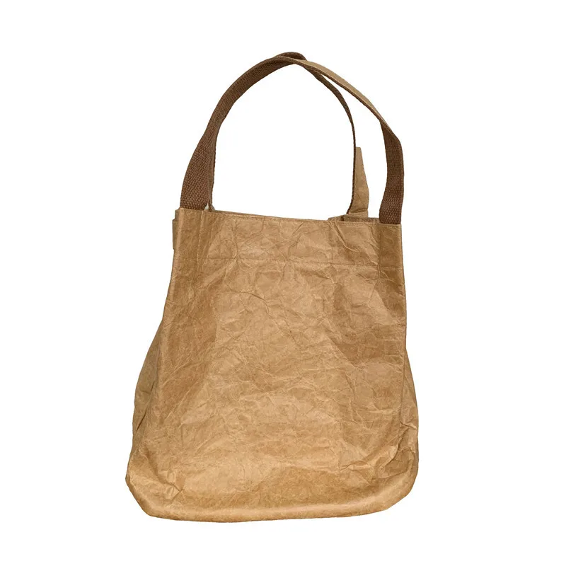 

Washed kraft Paper One-Shoulder Diagonal Women's Portable Bucket Bag, 3colors