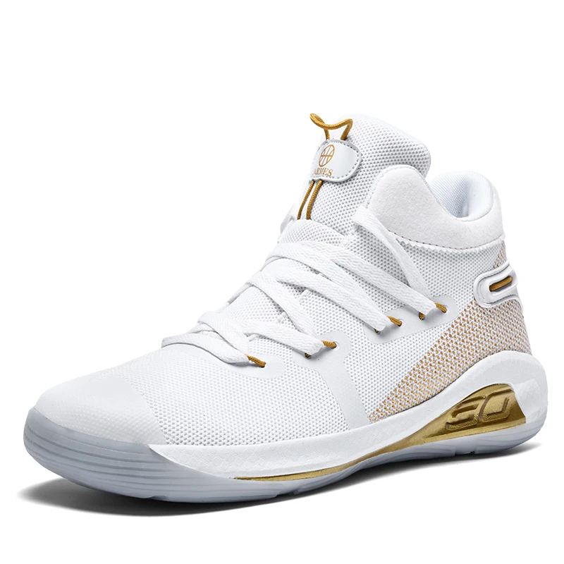 

Basket Ball Flat Air Kid Blank White Golden Custom Sport Basketball Shoes