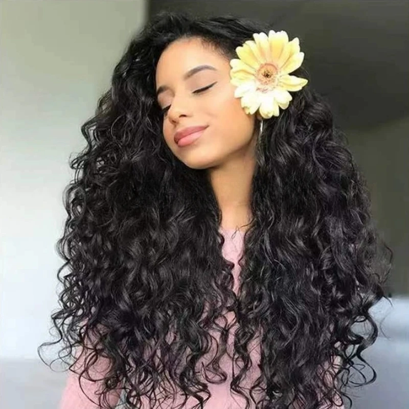 African Girl with Small Curly Hair Afro Shaggy Long Curly Brown Hair Set in Synthetic Fiber High Temperature Silk Wig