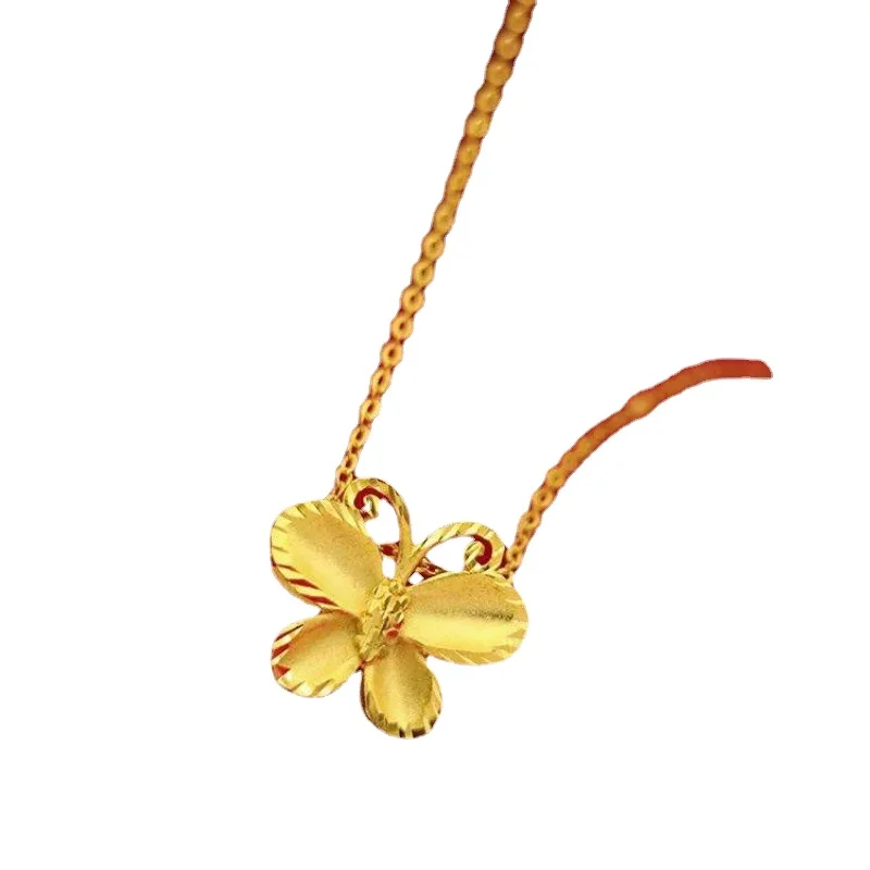 

Vietnam Shajin Fashion Butterfly Pendant Brass Gold Plated Necklace Female Clavicle Chain Send Gift Live Source Wholesale