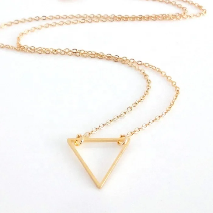 

Geometric minimalist delicate vintage women jewelry fashion 18k gold plated stainless steel gold triangle necklace