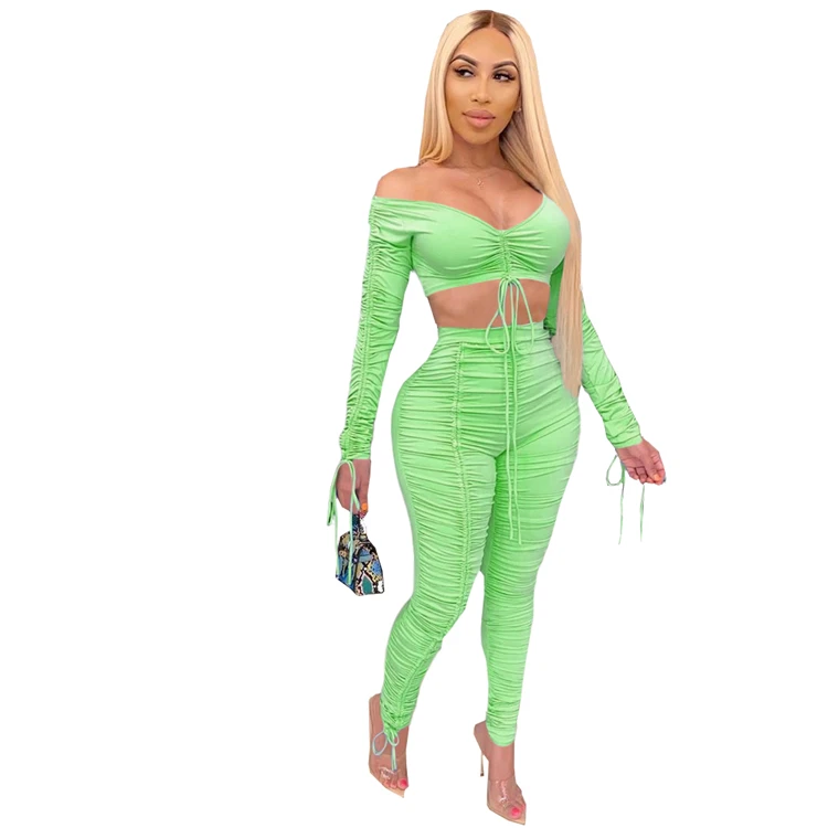 Sexy Lady Party 2 Pcs Outfits Chest Wrap Pants Stacked Solid Color Summer Women Clothing Two Piece Set