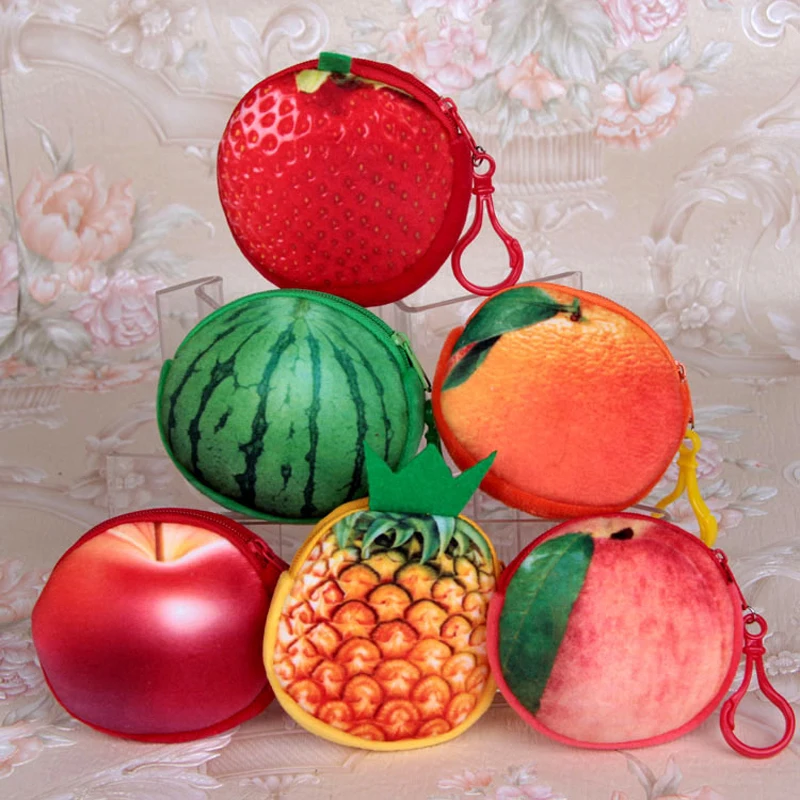 

Unisex Fruits Coin Bag Funny Coin Pouch for Key Change Wallet Cheap Gift Hand Purse Women Cute Cion Purse
