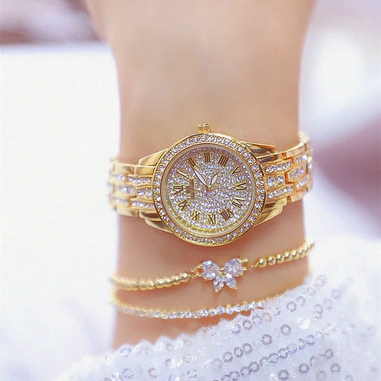 

Women Ladies Bling Diamond Crystal Strap Watch Female Bracelet Watches Fashion Luxury Quartz WristWatches (KWT2228), As the picture