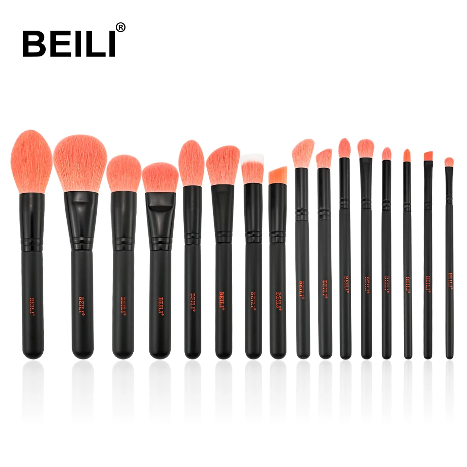 

Beili Luxury 16pcs makeup brush Black and Pink Synthetic hair Cosmetic brush set