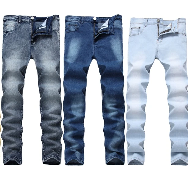 

Men fashion jeans 2021 new elastic straight slim multi color pants trousers