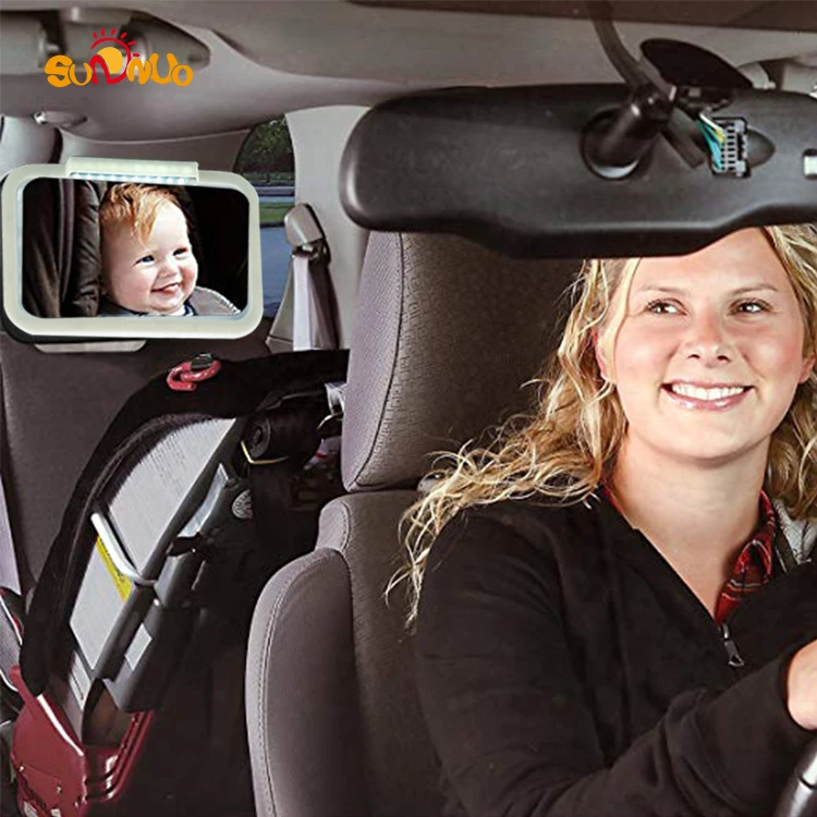 Factory New Adjustable Baby Car Mirror With Remote Control Soft Led