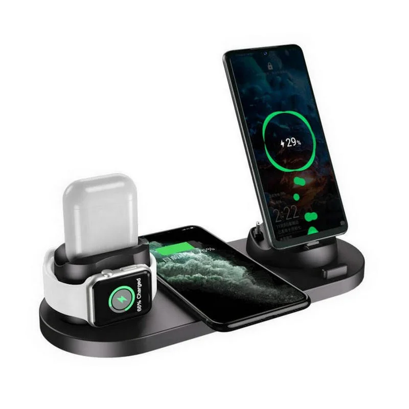 

2022 New 6 In 1 Wireless Charger Docking Station For Smart Watch / Earphone Series Wireless Charger Stand For Samsung For Huawei, White, black, pink