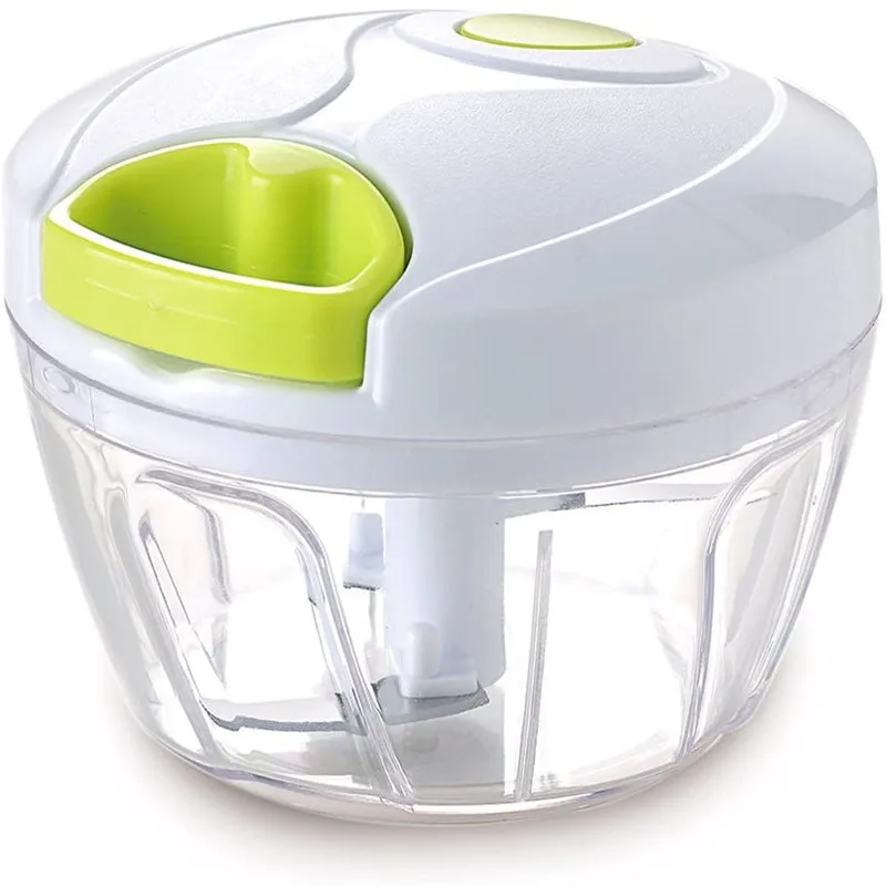

Hand Pulled Manual Food Chopper Processor Vegetable Cutter Mincer Slicer for Onion Garlic Lettuce Tomato, White + green