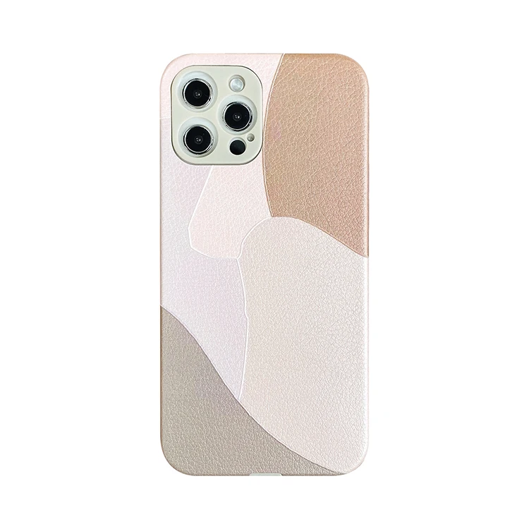 

Luxury Color Block Marble Pu Leather TPU Mobile Phone Cases For iPhone 11 12 13 Pro Max, Khaki / purple