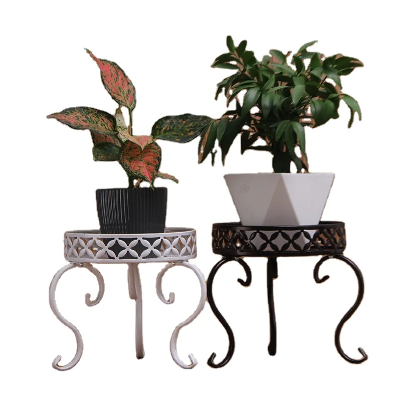 

Single-layer metal flower stand indoor balcony plant potted metal flower pot stand living room floor flower stand, Black, bronze, white