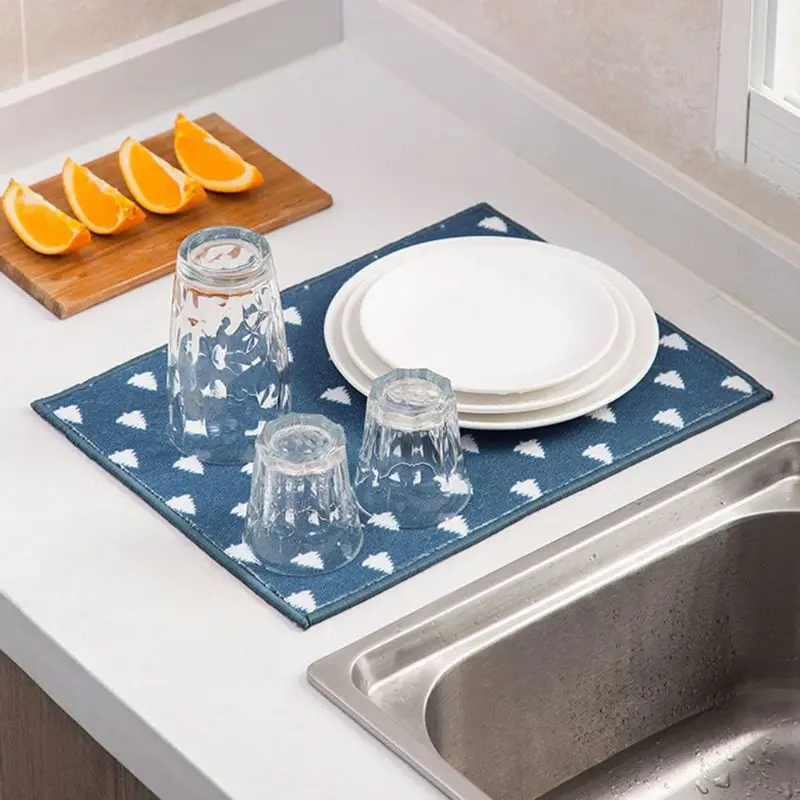 

Kitchen Countertop Table Placemat Coral Velvet Drying Mat Dish Cup Coaster Pad