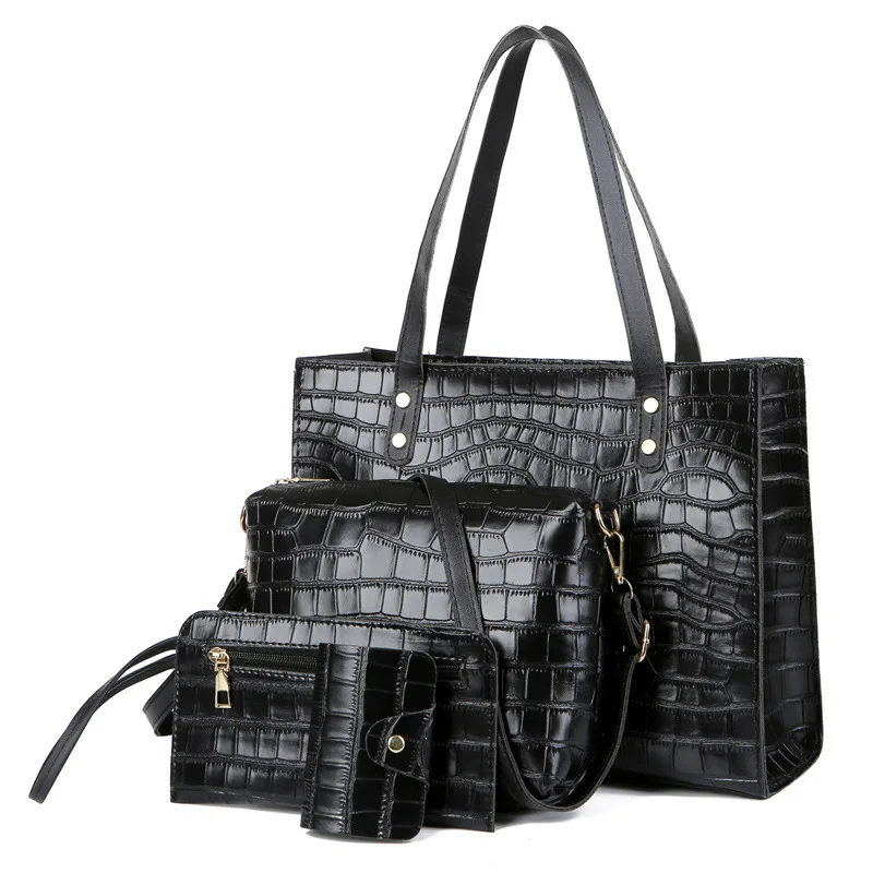 

Plaid Print Designer Handbags Famous Brands Luxury Women Handbags 4pcs Set PU Leather Handbags And Purse Shoulder Tote Bags, Black,brown,stone black