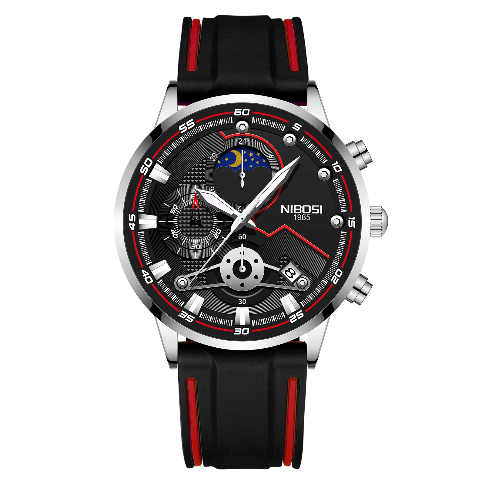 

NIBOSI 2503 Sports Chronograph Men's Watch Luxury Quartz Clock Business Watch Leather band, Multi colors
