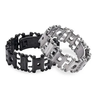 E779 Man Fashion Outdoor Equipment Silver Black Jewelry Bangles Charm Strong Multi Function Tools Stainless Steel Bracelets