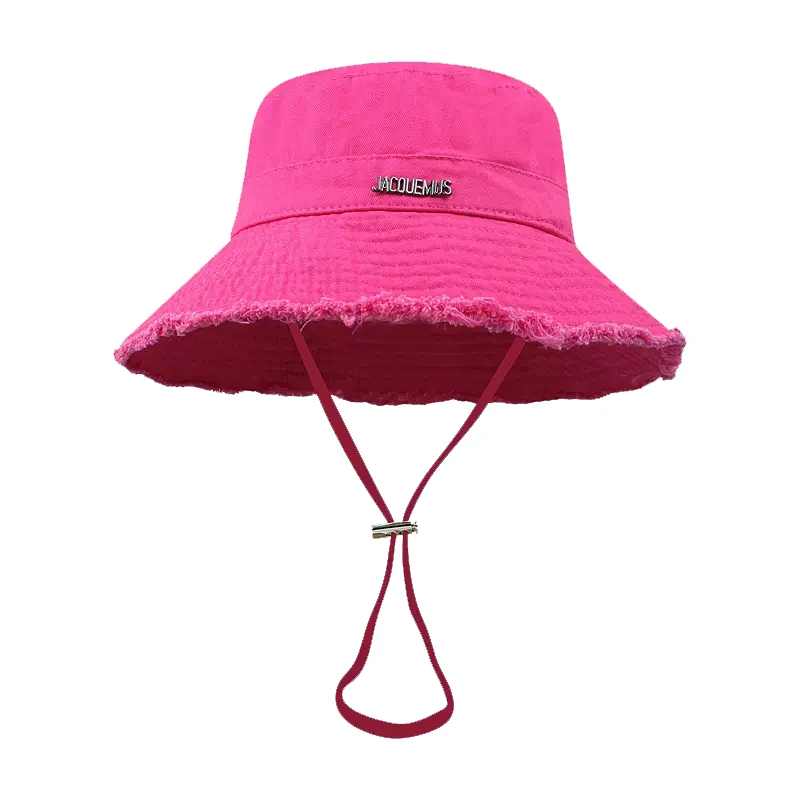 

Wholesale top hot sale in stock summer outdoor fashion colorful adjustable wide brim fisherman cap ripped bucket hat with string