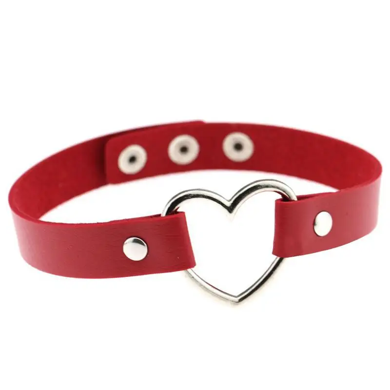 

Vintage Rock Heart Choker Necklace Fashion Collar Punk Gothic Style Heart Rivet Leather Choker Necklace, As pic show