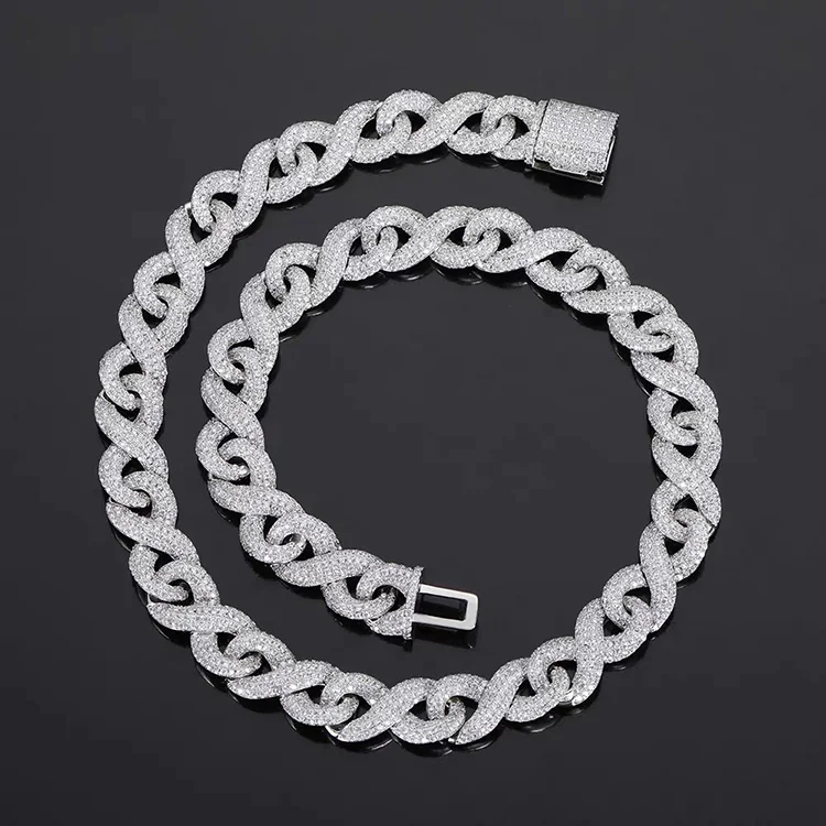 

12mm infinite cuban link chain moissanite necklace iced out cuban chain luxury diamond cuban link luxury hip hop mens jewelry