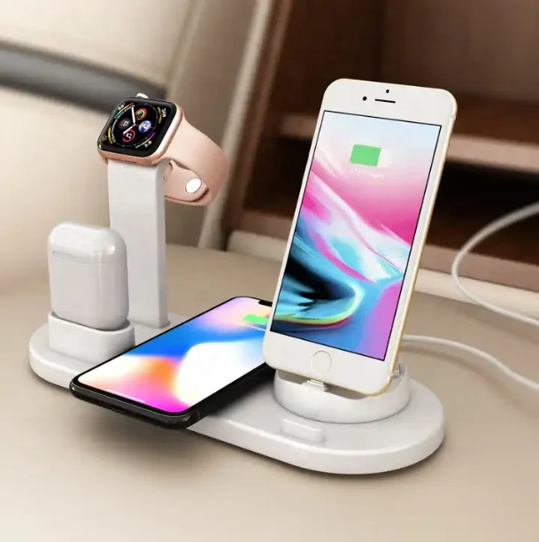 

Support LOGO 6 in 1 Foldable 15W Wireless Charger 5w 7.5w 10w 15w Mobile Phone Stand Holder Fast Wireless Charger