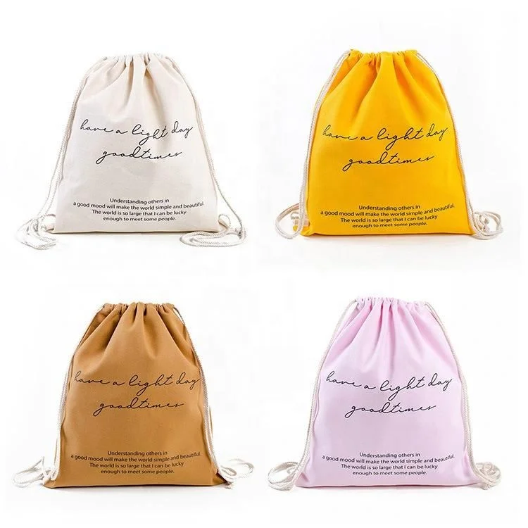 

High level customized logo small cotton canvas drawstring gift bag, 34*42cm or custom