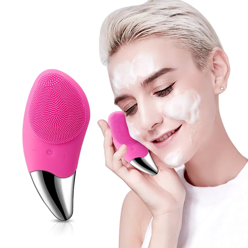 

Rechargeable Cepillo Massager Waterproof Private Label Sonic Electric Massager Silicone Cleaner Face Facial Cleansing Brush, 4 colors