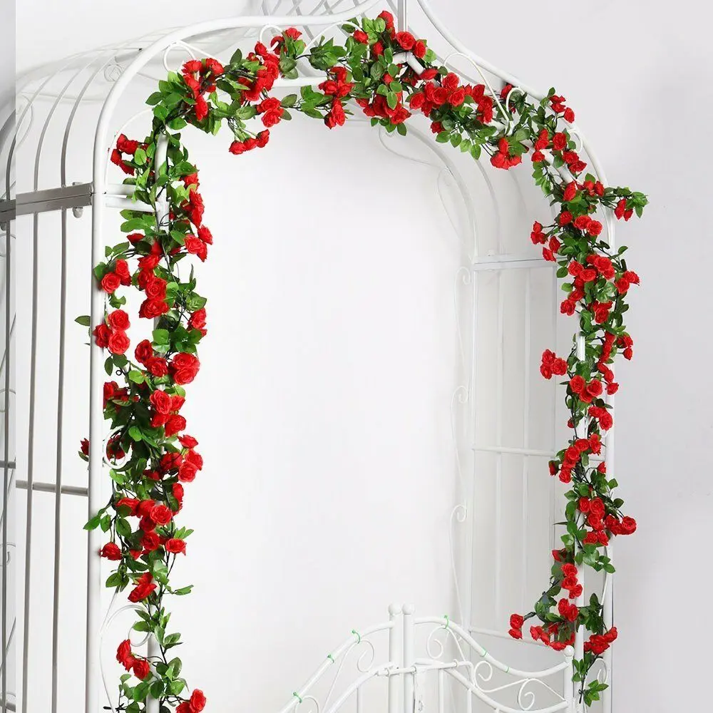 8 英尺人造玫瑰藤蔓丝绸花环家户外婚礼拱门墙