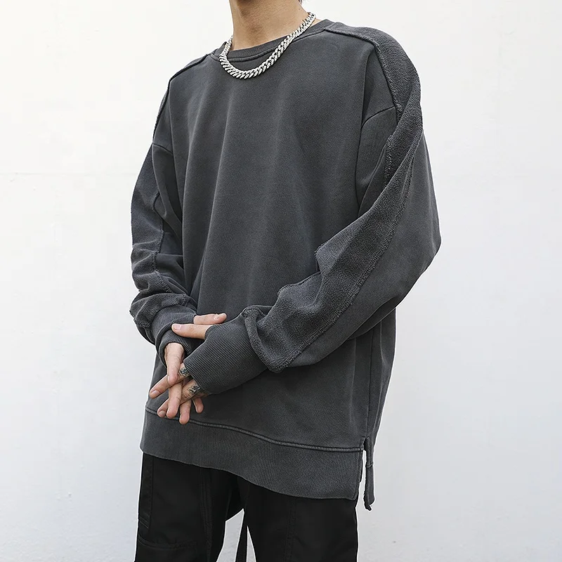 

high quality custom street wear made men stock drop shipping washed shirt sweater