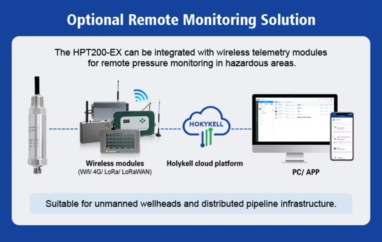 Holykell HPT200-EX TUV ATEX IECEx Explosion Proof Pressure Sensor Transmitter for Oil and Gas Industry