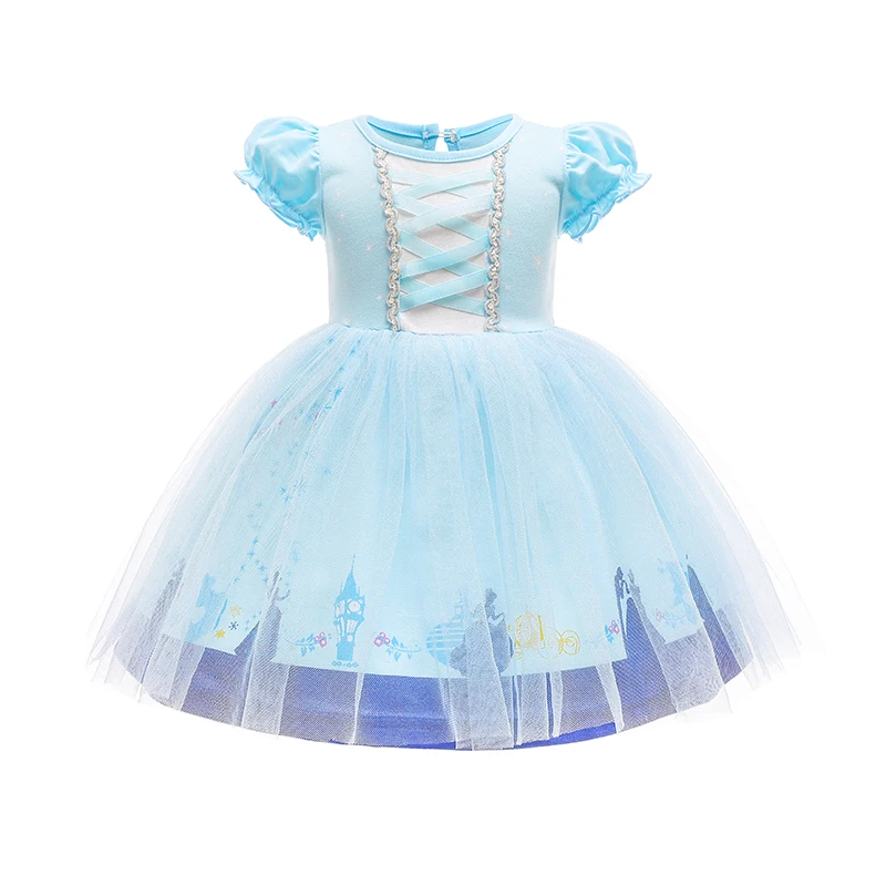 

Mesh short princess dress with puffed sleeves girls skirt, Customized color