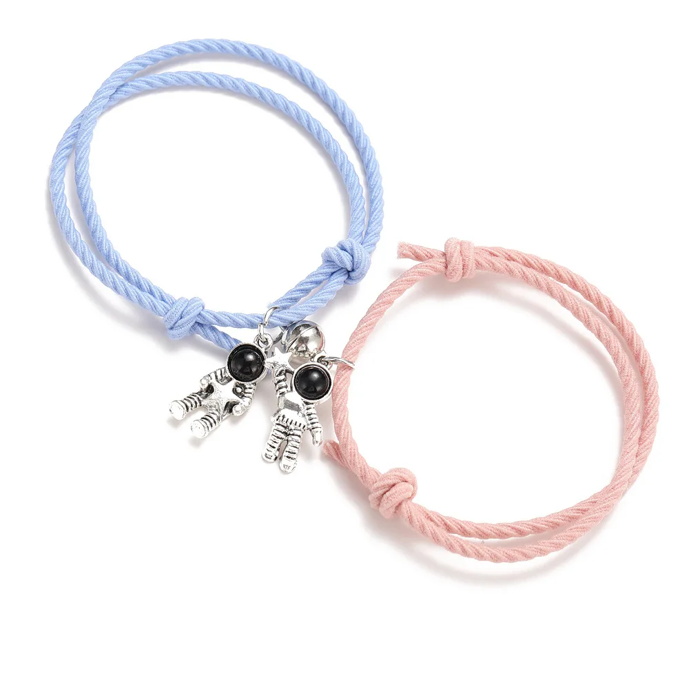 

Fashion 2pcs/set Spaceman Hand Strap boho Bracelet magnetic clasp Best Friend Multi-color matching bracelets for couples, Multi-colors