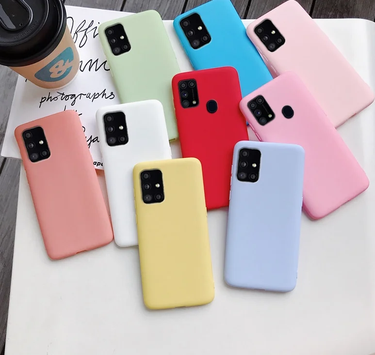

candy color silicone phone case for samsung galaxy a51 a71 5g a21 a31 a11 a41 m51 m31 a21s a91 A81 A01 soft tpu cover
