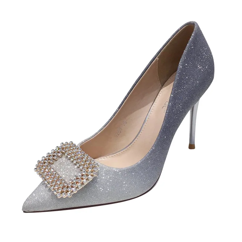 

Factory Wholesale Charms 2020 Women Point Toe High Heel Shoes, Gold,silver