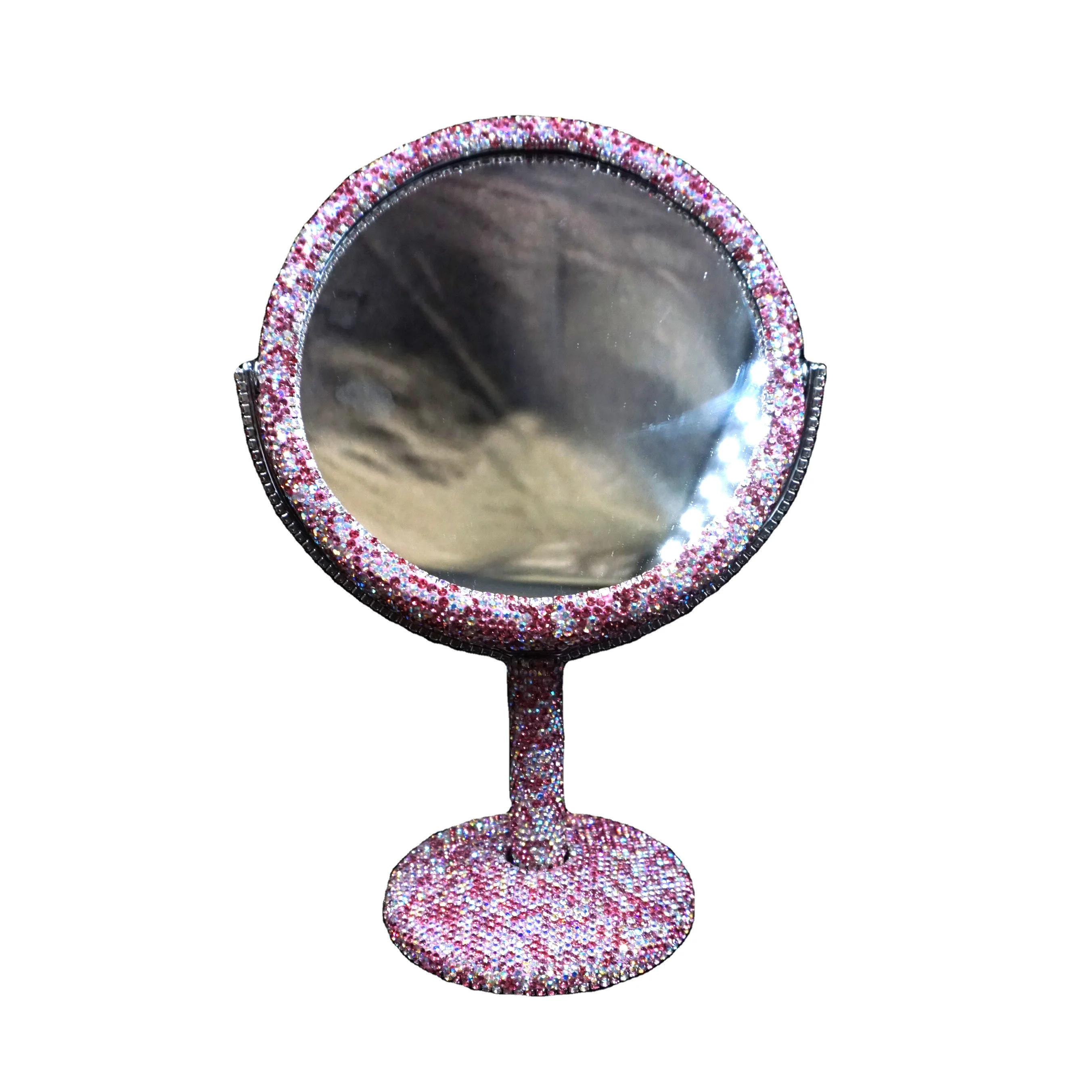 

Crushed diamond handmade bling rhinestone make up double sides mirror, Crystal ab/red/topaz/pink