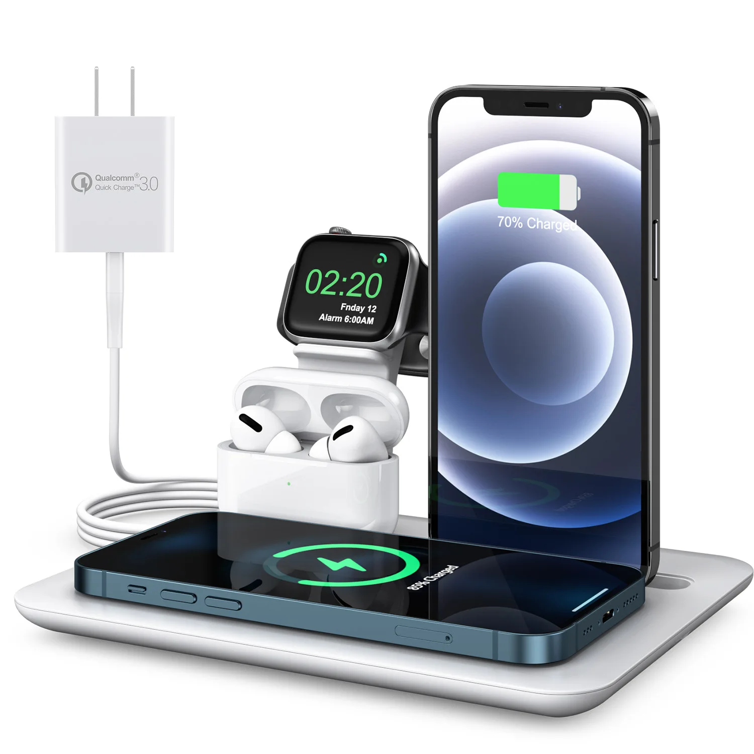 

Trending products 2023 new arrivals top seller electronic gadget QI 4 three in 1 slim retractable wireless charger dock station