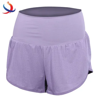 
Manufacture High waisted sports safety shorts inner lining loose and slim running fitness pants OEM yoga shorts for woman 