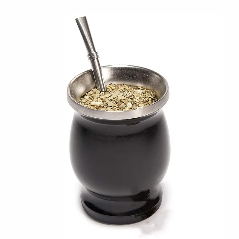 

8oz Double-Wall Stainless Steel Mate Tea Cup Gourd Yerba Mate Cup, As picture