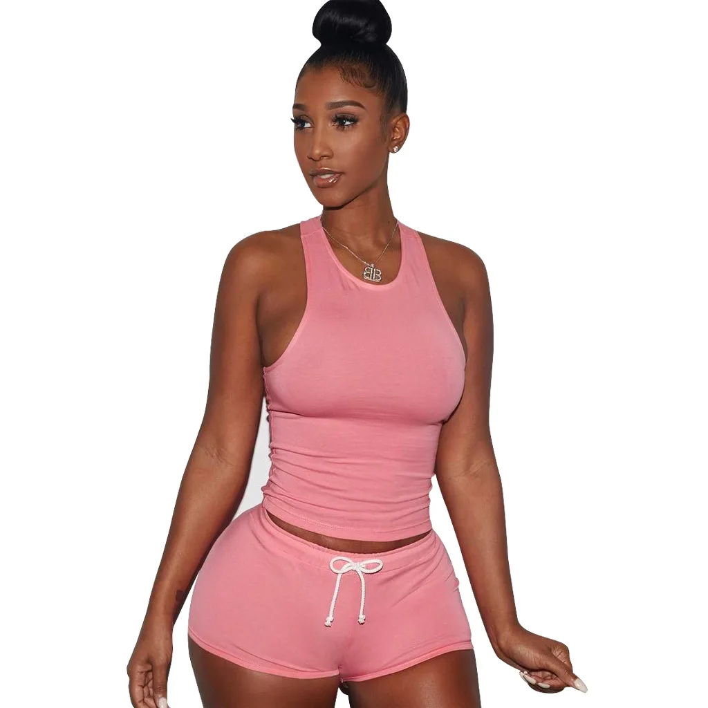 

2021 New Sports Suit Sexy Slim Two-Piece Solid Color Leaky Back women Sports Suit