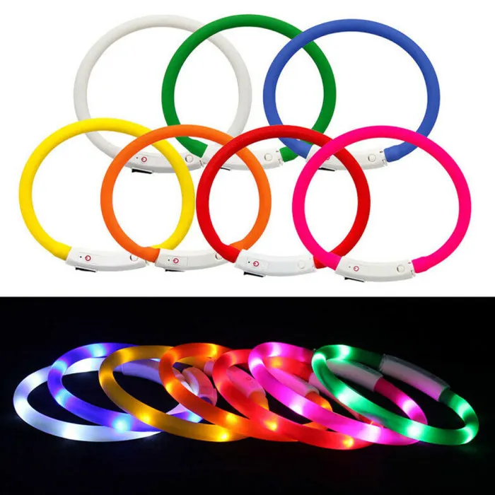 

Night Safety Flashing Pet Supplies Luminous Waterproof USB Rechargeable LED Dog Collar, As pictures