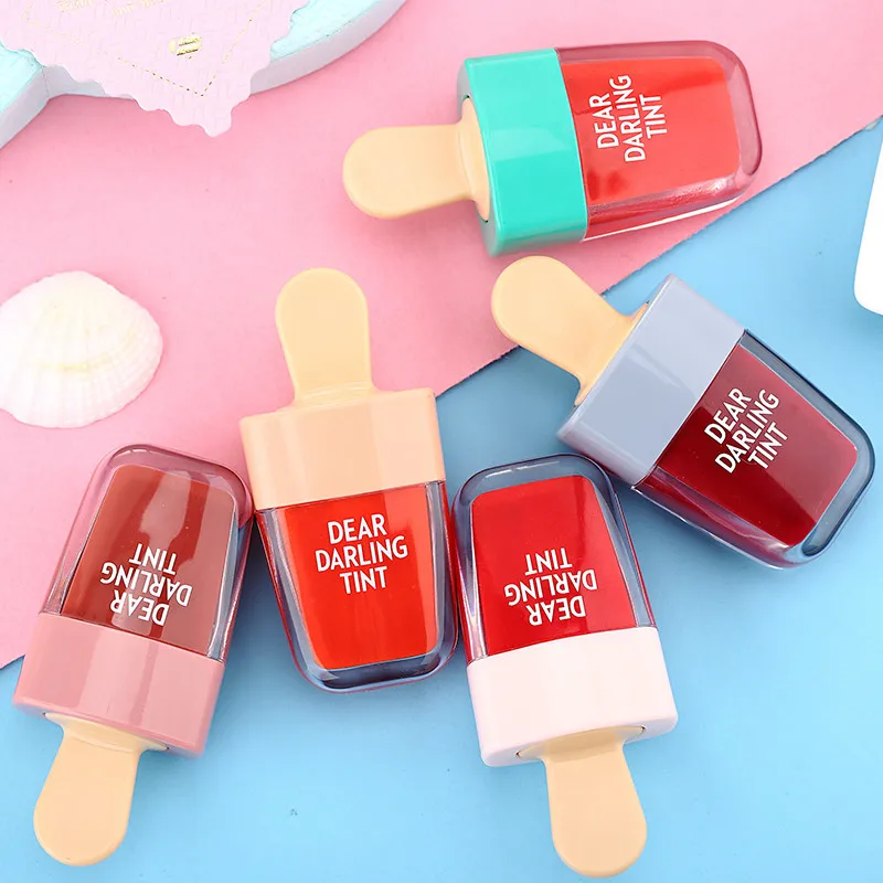 

2021 Popular Private Label Ice Cream Shaped Lip Tint Waterproof Liptint Moisture Liquid Lip Gloss, 5 color