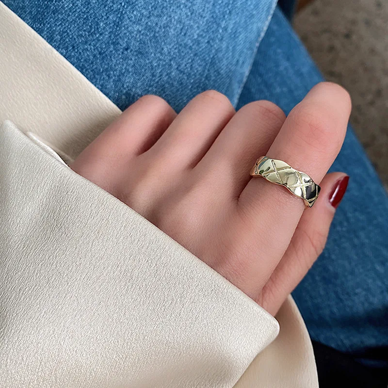 

Diamond ring female simple open forefinger ring retro gold plated ring