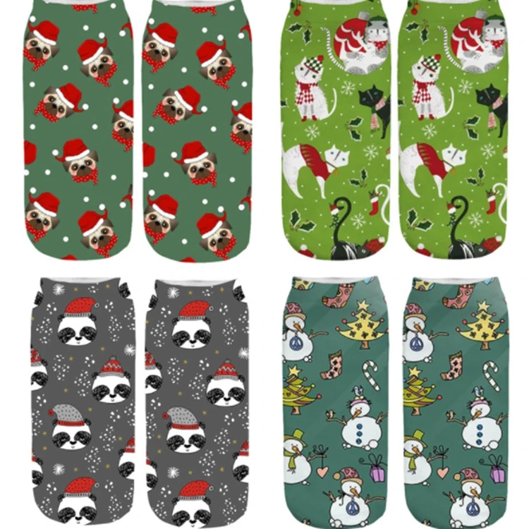 

christmas style design sublimation printing women fashion soft ankle socks christmas woman knitting socks packaging, Pictures