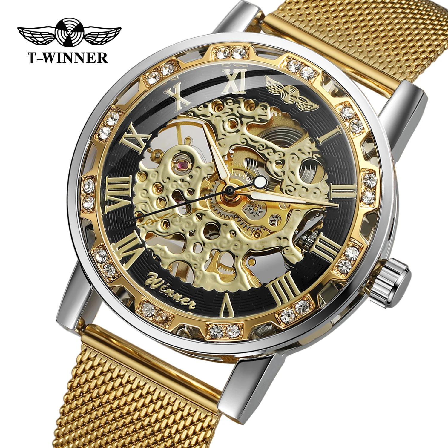 

2021 winner brand Custom Logo Watch Man Branded Men Luxury automatic Mechanical Hand Skeleton Mesh Watches for Wristwatch man