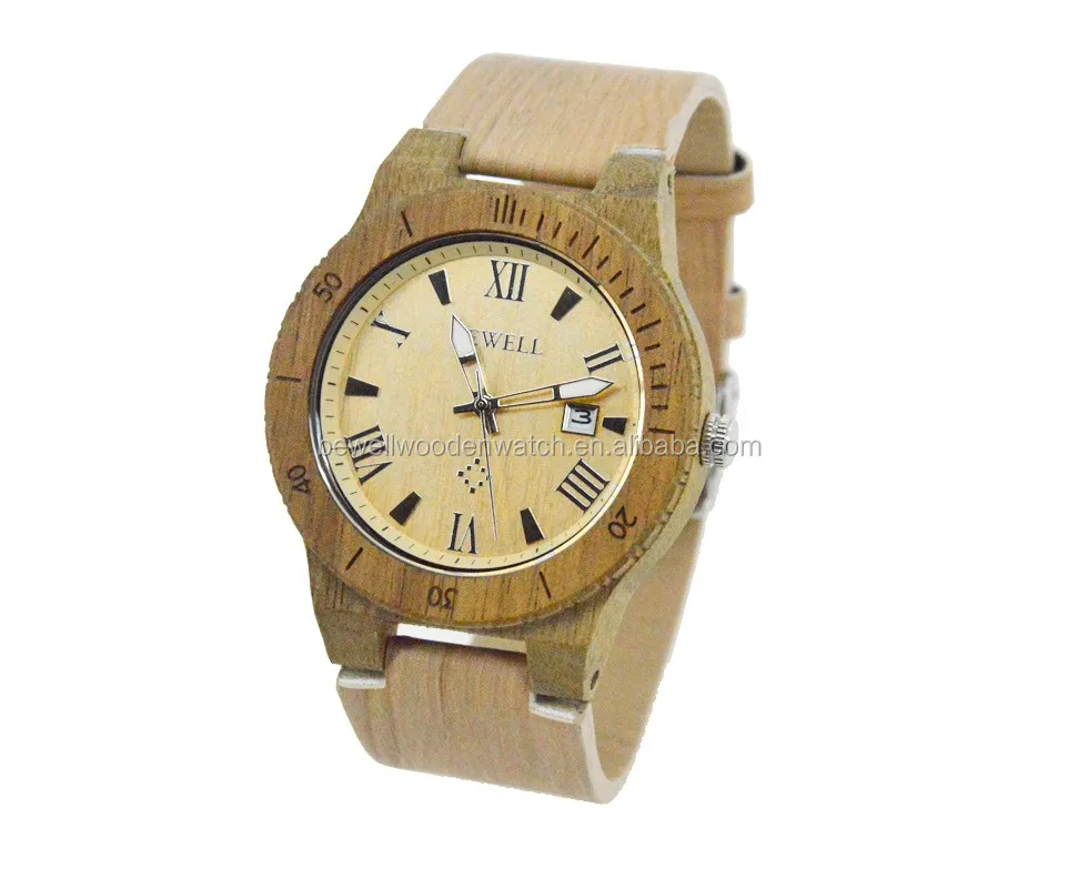 

Latest new design calendar carbonization bamboo watch with luminous hands