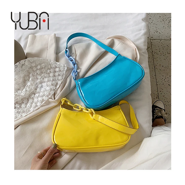 

2021 Luxury Armpit hand bags Designer Macron Color Acrylic Chain Shoulder Underarm purses For Women mini tote bag, Customizable