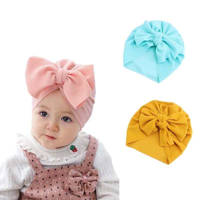 

Kids Knotted Big Bowknot Hair Turbans Hats Baby Turban Hat with Bow Girls Infants Toddlers