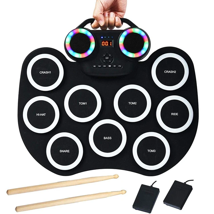 
iWord Small Foldable Silicone Hand Musical Instrument Kids Unit Kit Drums Electric Drum Set 
